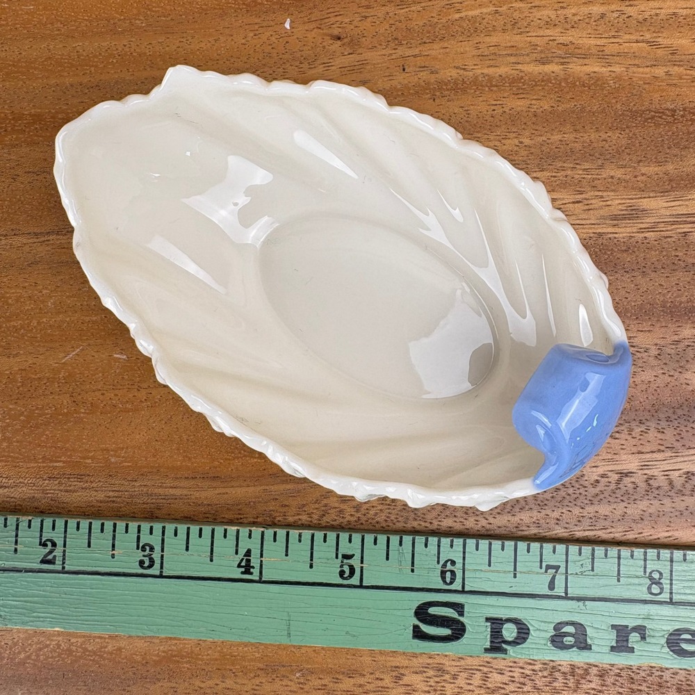 Vintage Lenox Leaf Dish Blue Scroll Handle Porcelain Candy‎ Dish USA - Picture 4 of 6